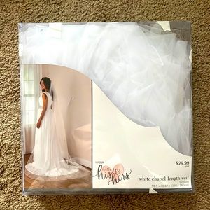 His and Hers White Chapel-Length Veil